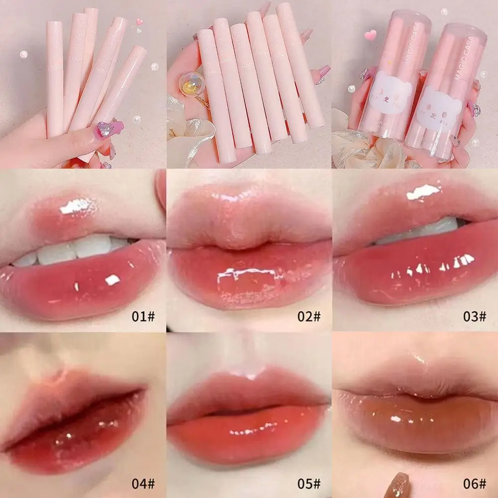 6pcs/set Liquid Lipstick Hydrating Mirror Smooth High Saturation Mirror Water Glossy Lip Gloss Matte Velvet Lip Tint Makeup