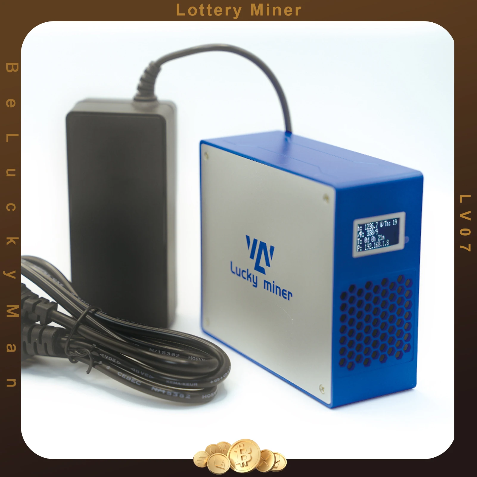 

Майнер биткоинов Lucky Miner LV07, криптовалютинговый Майнер, Соло-Майнер 504GH/S SHA256, устройство для майнинга