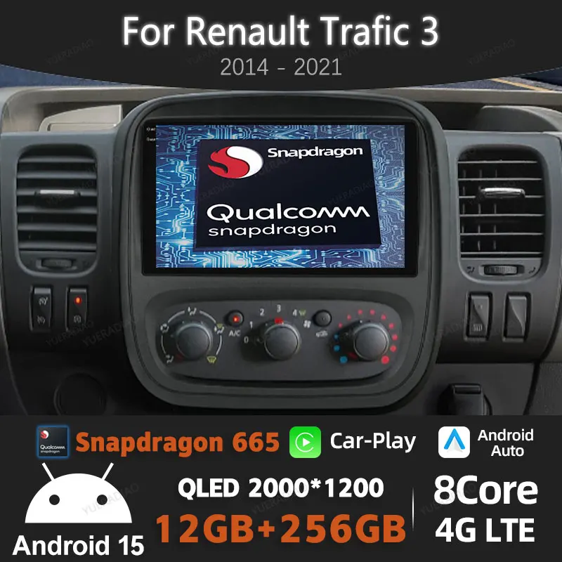 

Автомобильный радиоприемник Android 15 для Renault Trafic 3 2014-2021 головное устройство 2DIN BT 4G LTE 5G WIFI мультимедийный стерео видеоплеер GPS NAVI