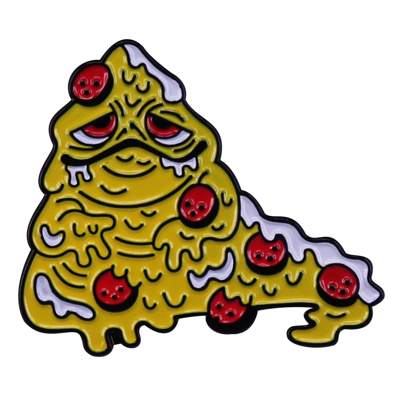 Pin de esmalte de gángster en forma de rebanada de Pizza, insignia de broche de película de bolas espaciales, sombrero de ropa, decoración de mochila, accesorios de joyería