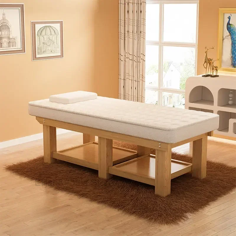 Wooden Foldable Bed White Comfort Pedicure Facial Massage Chairs Full Body Salon Camastro Plegable Salon Furniture MQ50MB