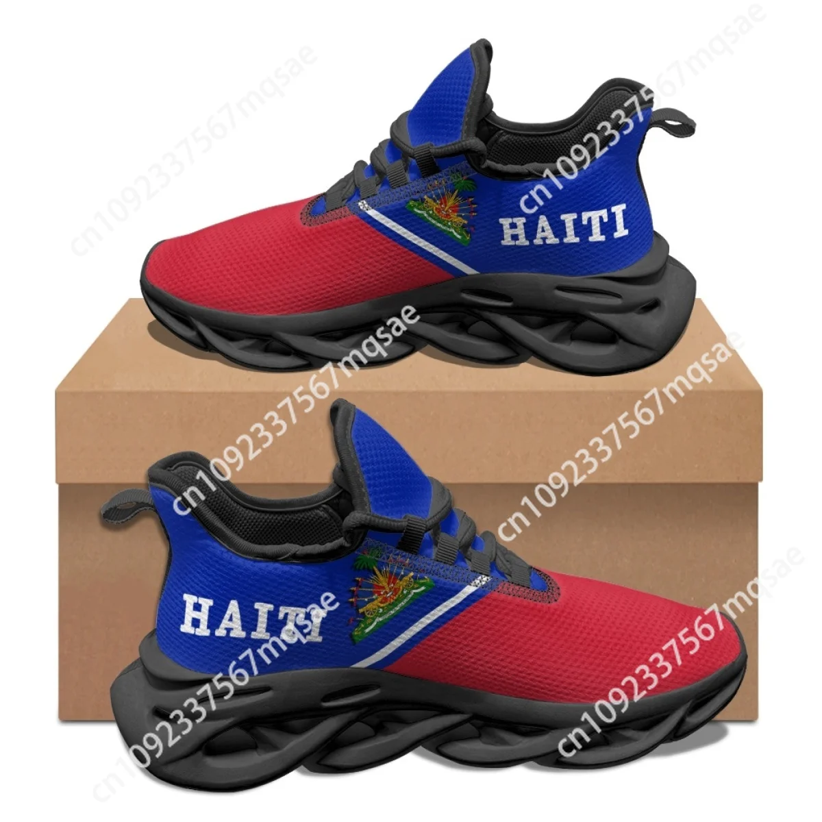 Custom Haiti Flag Platform Sneakers Breathable Light Anti-Slip Running Shoes Casual Running Platform Footwear Outdoor 2023