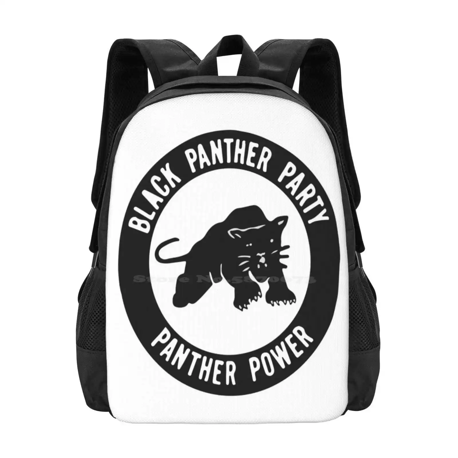 Party-Panther Power Pattern Design Bag Student'S Backpack Power To The People Equality Angela Davis Party 70S Old Vintage Black