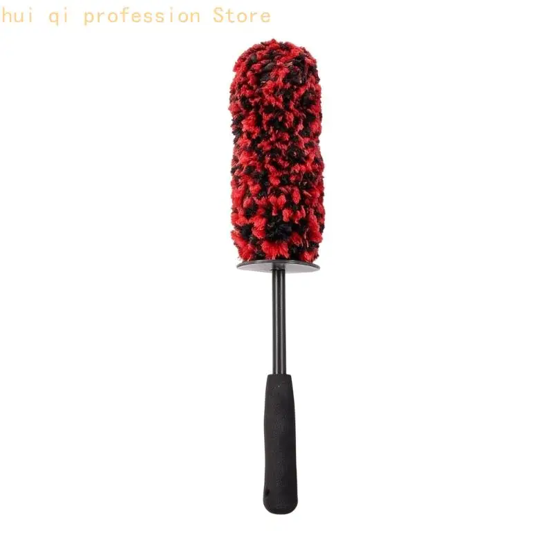 Deep Wheel Cleaning Brush with Soft Dense Fiber Head and Handle Control for Spoke Cleaning Tasks and Inner Wheel Use H8WE