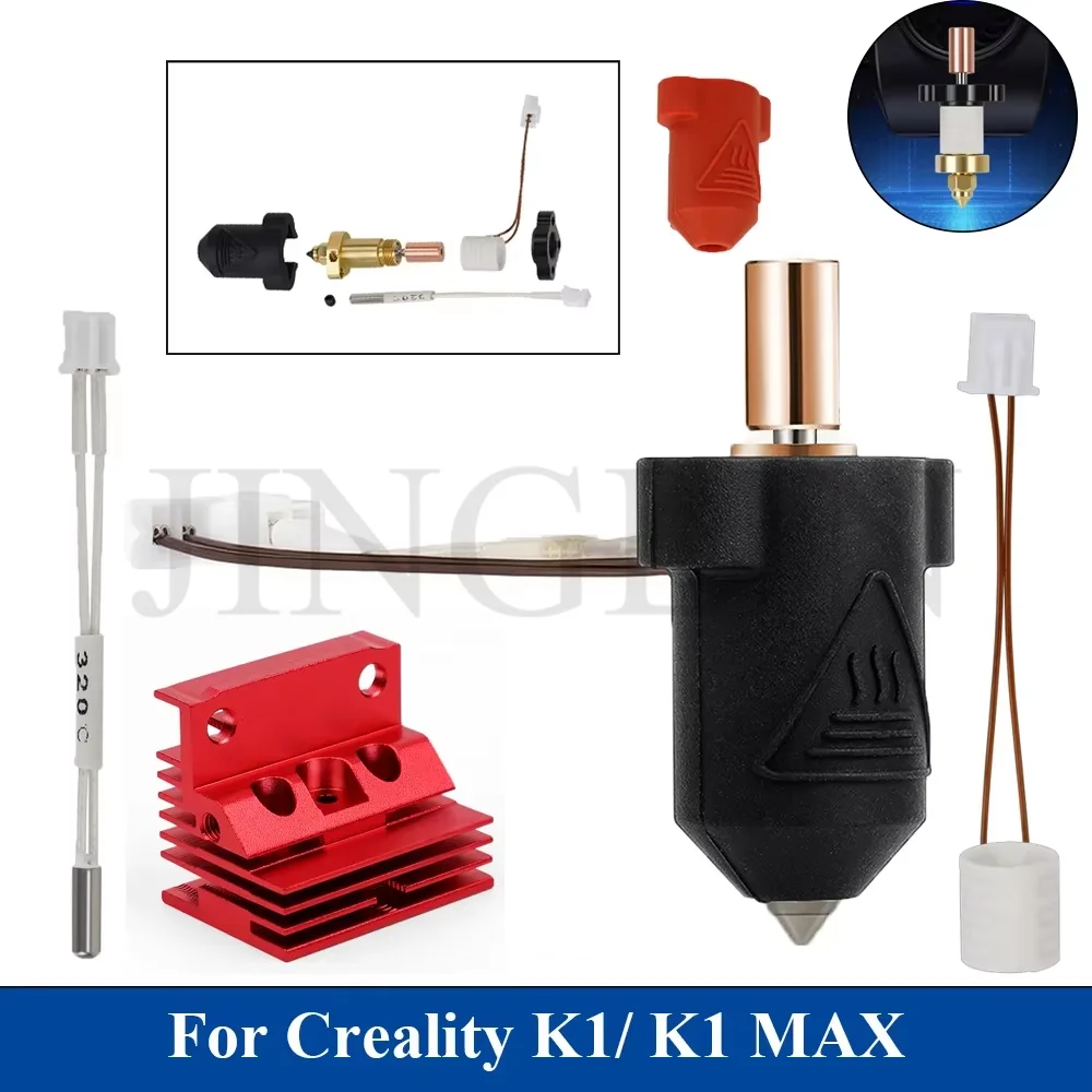 

Для Creality K1/K1 Max Hotend Kit Керамическая нагревательная насадка 300 ° Экструдер C High Speed для Creality Ender 3 V3 KE Hotend