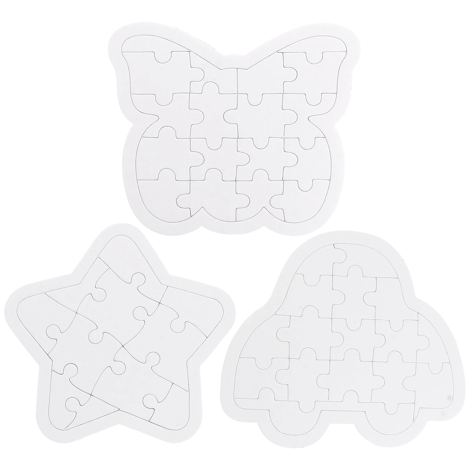 

6pcs Cartoon Diy Blank Puzzle For Kids Paper Drawing Craft Activity Game Rounded Edges Safe Creative Decoration Art Project