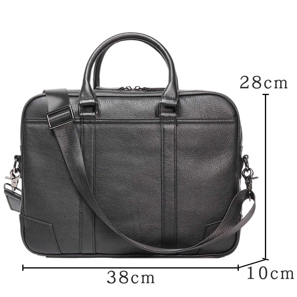 Genuine Cow Leather Men's Business Briefcase Laptop Bag Large Capacity Shoulder Crossbody File Bag
