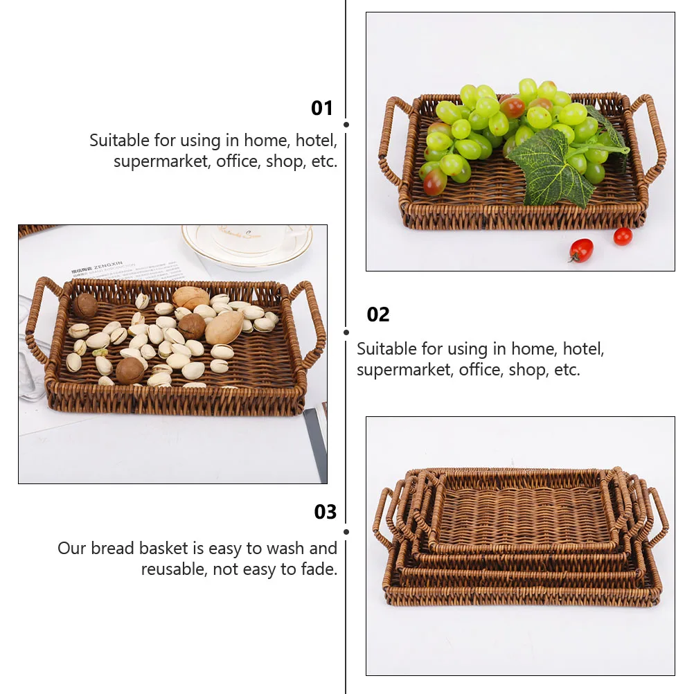 

Flower Vine Bread Basket Coffee Color 26x19x3 5cm Plastic Snack Storage Kitchen Countertop Pantry Office Supermarket