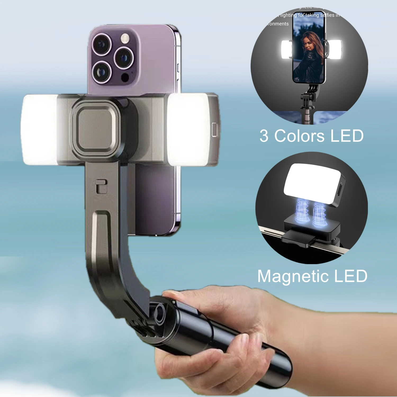 

Travel Portable Foldable 1-Axis Anti Shake Gimbal Stabilizer for Smartphone Video Selfie Stick Tripod for Mobile Phone Holder