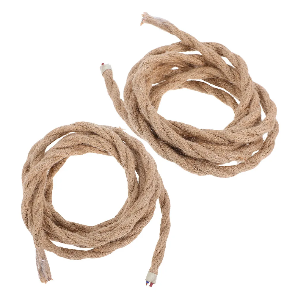 2Pcs Twisted Rope Light Cord Hemp Wire Vintage Electrical Lamp Cable Industrial Hanging Light Cable Retro Lamp Cord