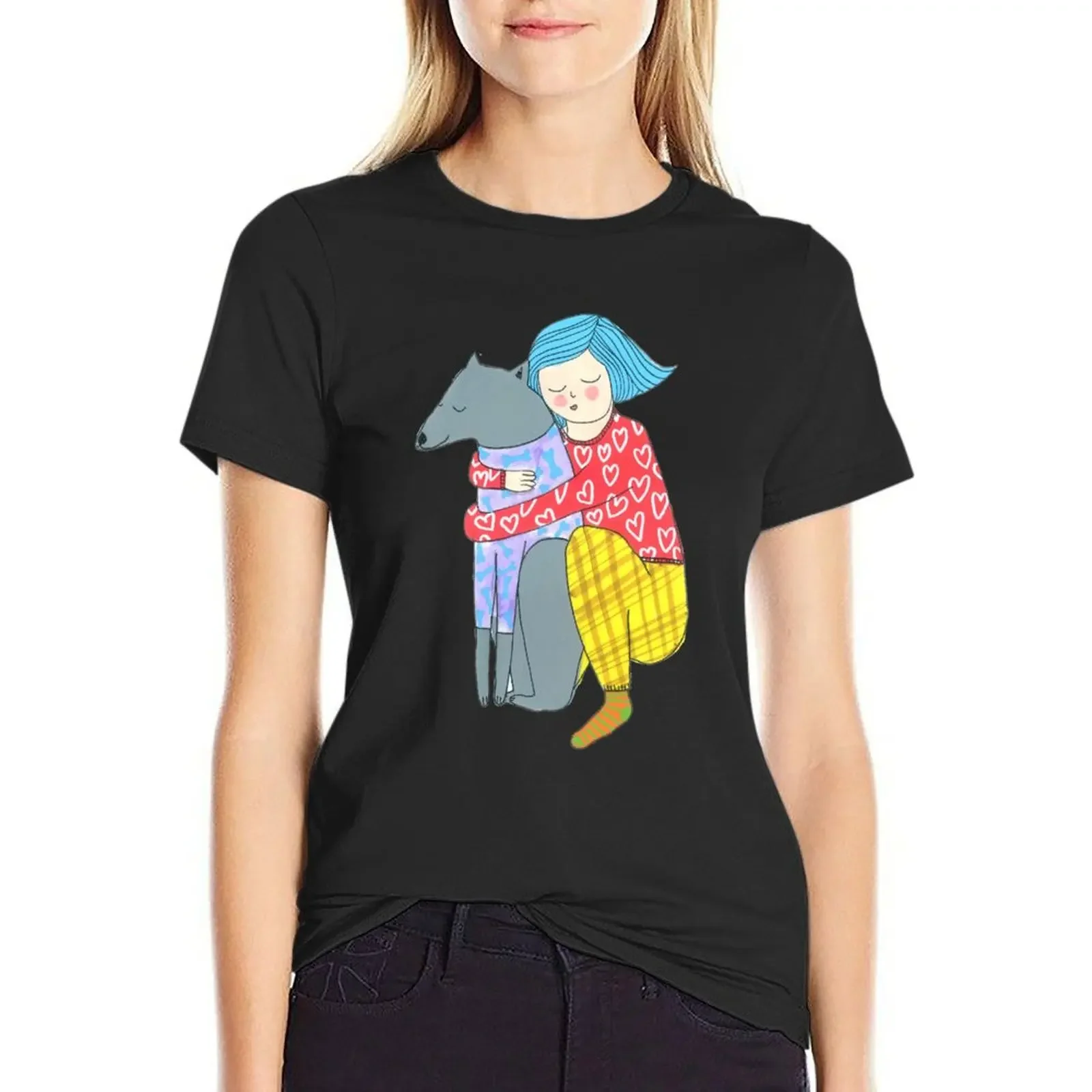 

Girl and her dog T-Shirt lady clothes cute tops graphics T-shirts for Women