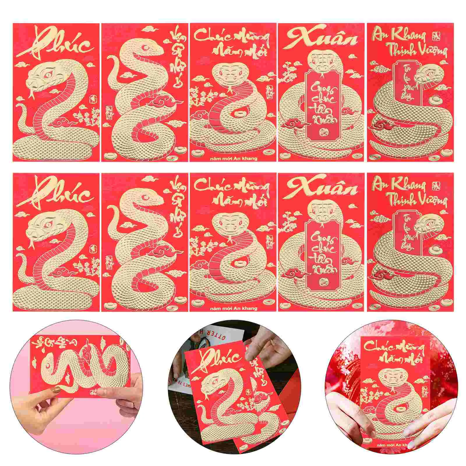 

2025 Zodiac Red Packet Year of The Snake Spring Festival Envelope Pocket Lai Si Feng Lunar New Envelopes Paper