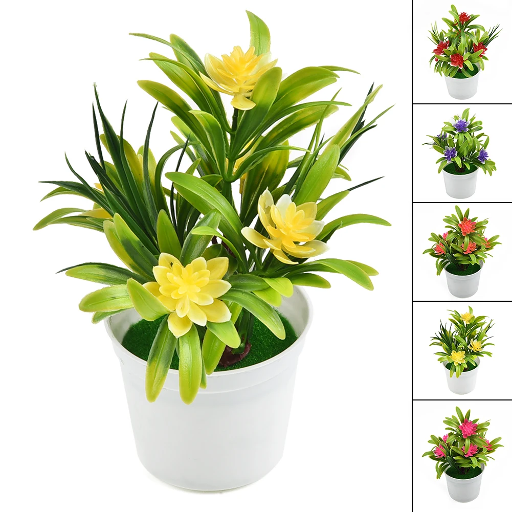 Artificial Plant Lily Flower Potted Plants Home Wedding Living Room Table Shop Decor Artificial Aquatic Plants Bonsai Plastic