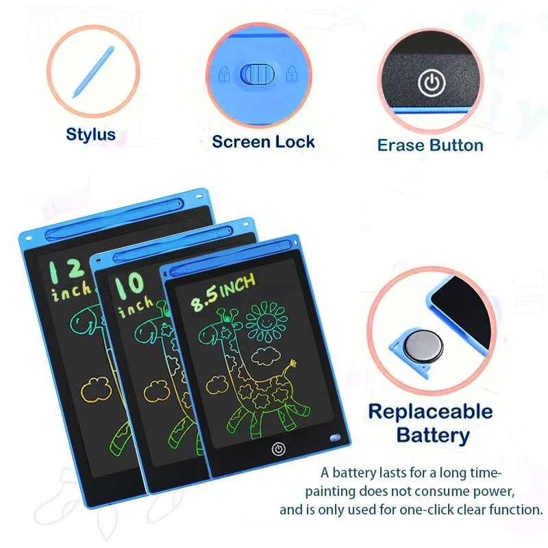 6.5/8.5/10/12 polegada lcd escrita tablet prancheta eletrônica placa gráfica ultra-fino portátil almofadas de escrita crianças presentes