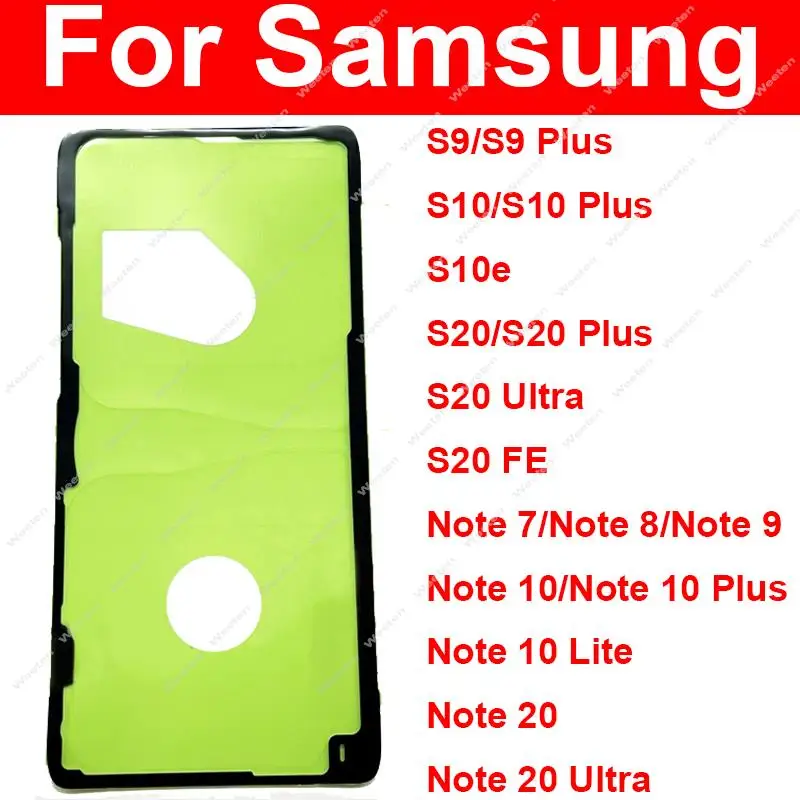 Naklejka na tylną baterię do Samsung S9 S10 S10e S20 Plus Ultra Fe Note 20 10 9 8 7 Wodoodporna obudowa z taśmą klejącą