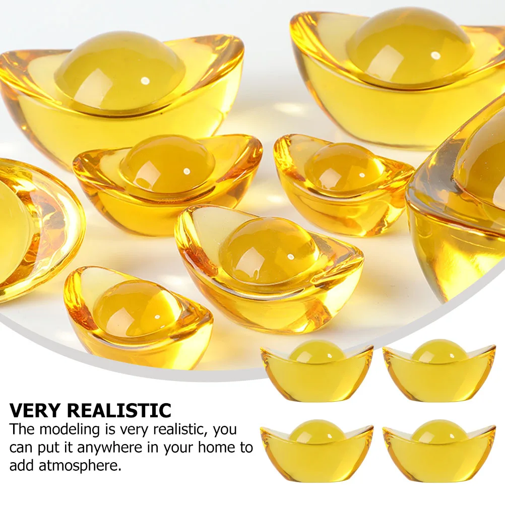 

4 Pcs Ornament Gold Ingot Decoration Living Room Decorations Home Car Golden Office