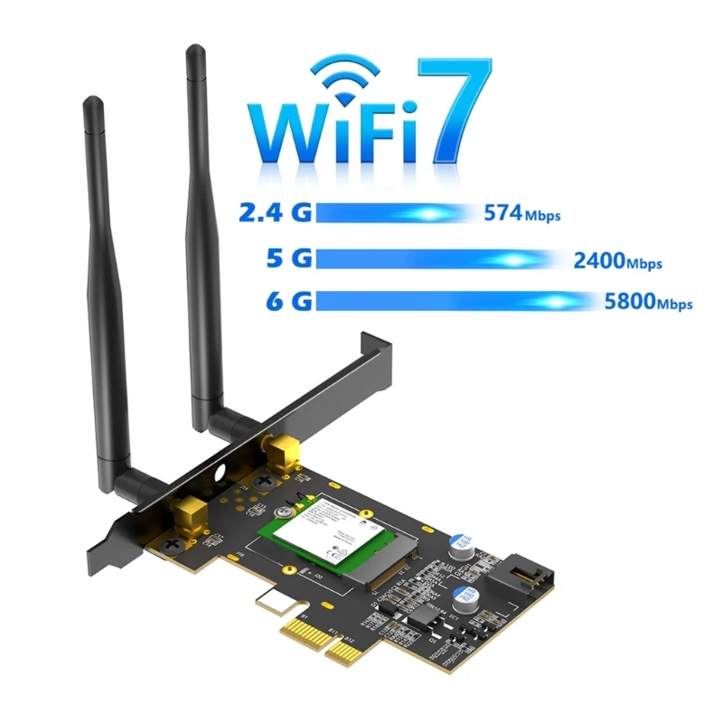  WiFi 7 PCIe Adapter 3-Band Connection For Seamless 4K Streaming And Gaming