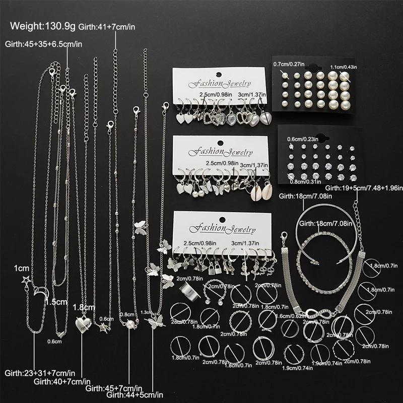 73 Pcs/Set Elegant Pearl Jewelry Sets For Women Fashion Simple Heart Butterfly Conch Crystal Necklace Bracelet Earring Ring Sets view 6