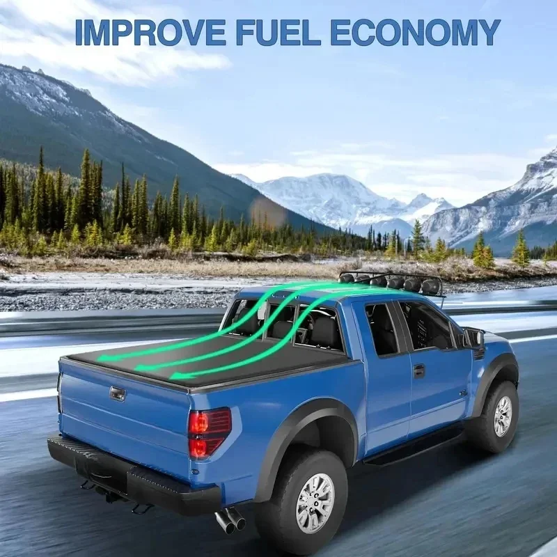 Premium Popular 5.5FT Soft Roll-up Tonneau Cover Offroad Exterior Mod Parts Custom Fit For F-150 2004-2023