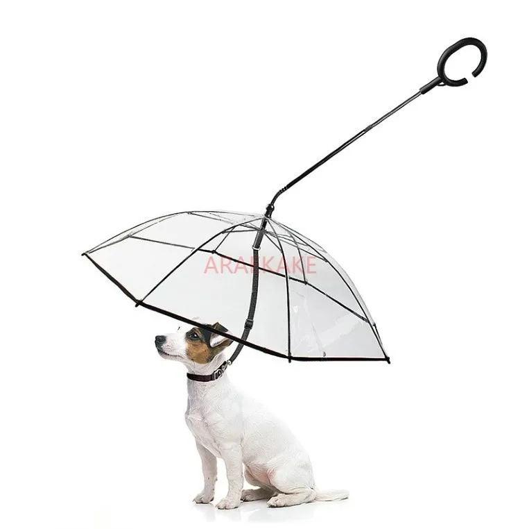 

Dog walking umbrella, transparent pet umbrella, dog C-type umbrella, adjustable for rainy days, towing rope, small dog raincoat,