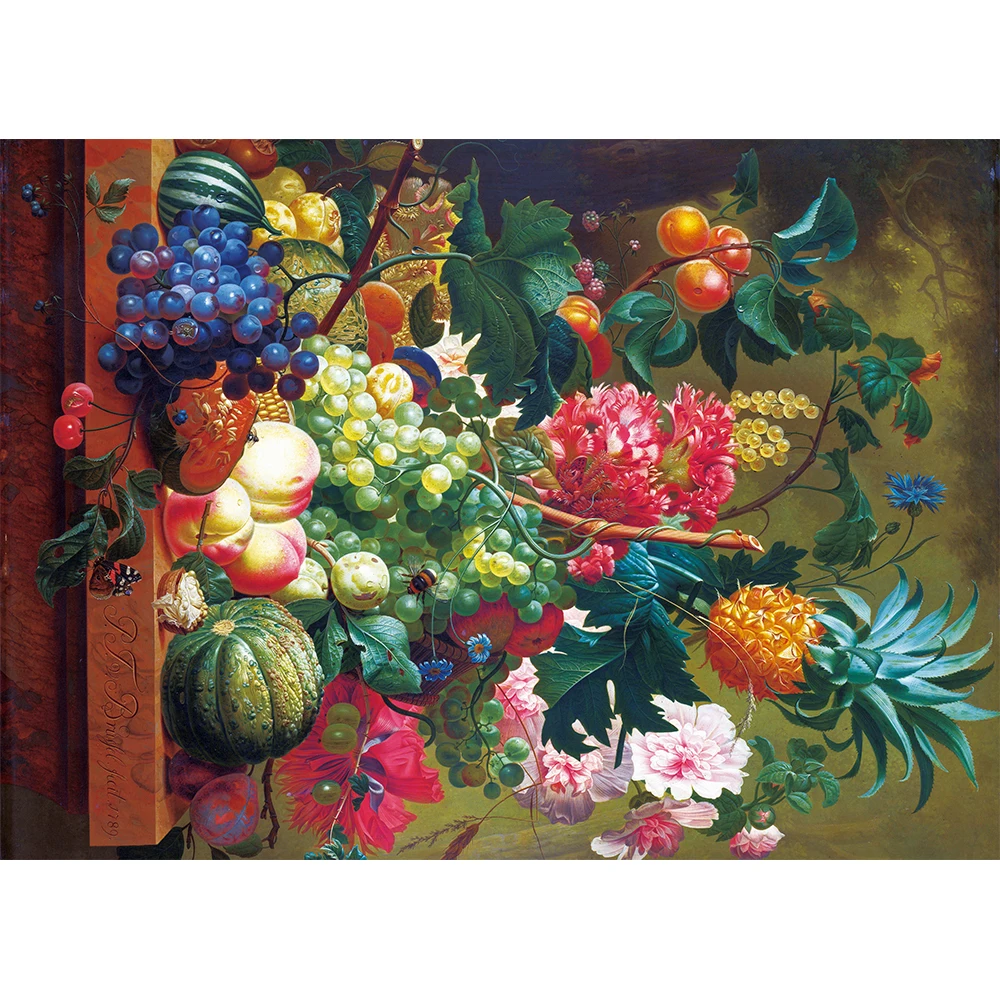 MaxRenard Jigsaw Puzzle 1000 Pieces for Adults Artwork Fruit and Flowers Environmentally Friendly Paper Christmas Gift Toy