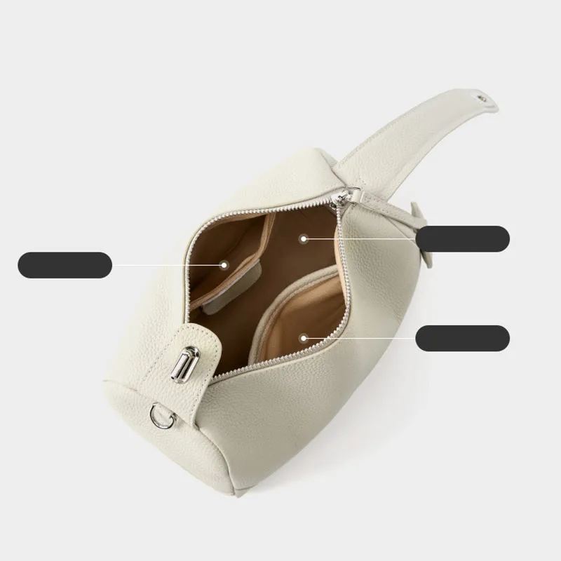 2025 Personalized Gold-pinned TOGO Top Layer Cowhide Women's Bag Fashionable Pillow Bag Versatile Trendy Handheld Crossbody Bag