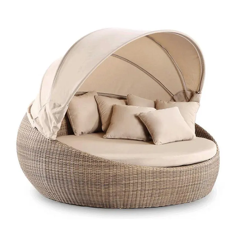 Outdoor bed sofa, rattan open-air large round bed