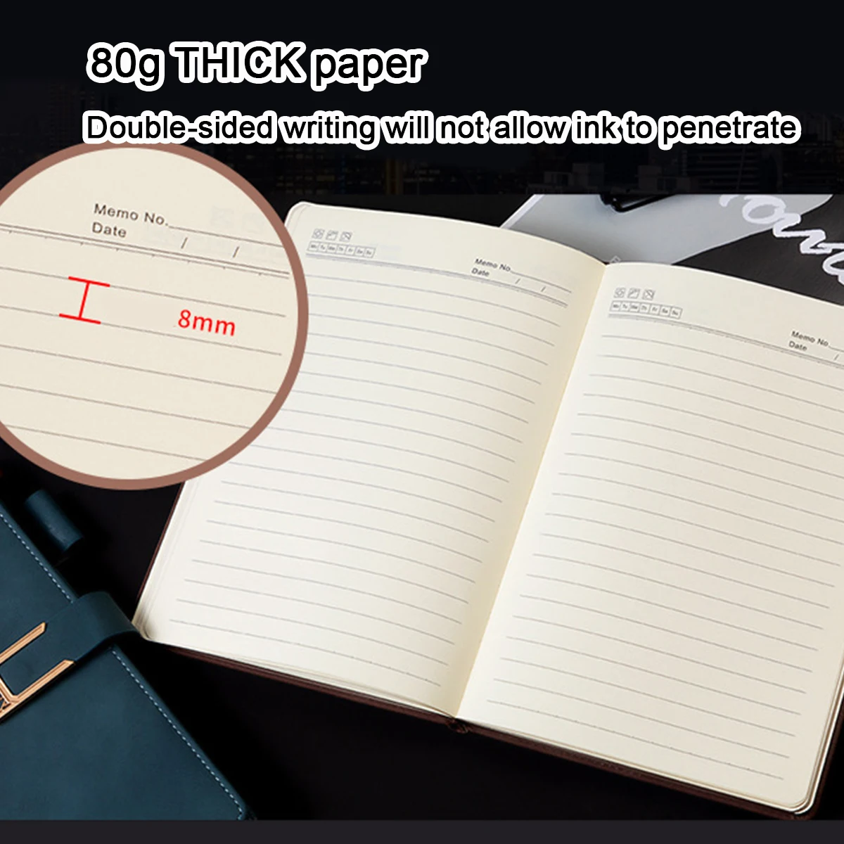 (Can Engrave Logo) A5 Buckled Leather Student Subject Notebook, Business Notepad, Meeting Record Book, thickened Diary