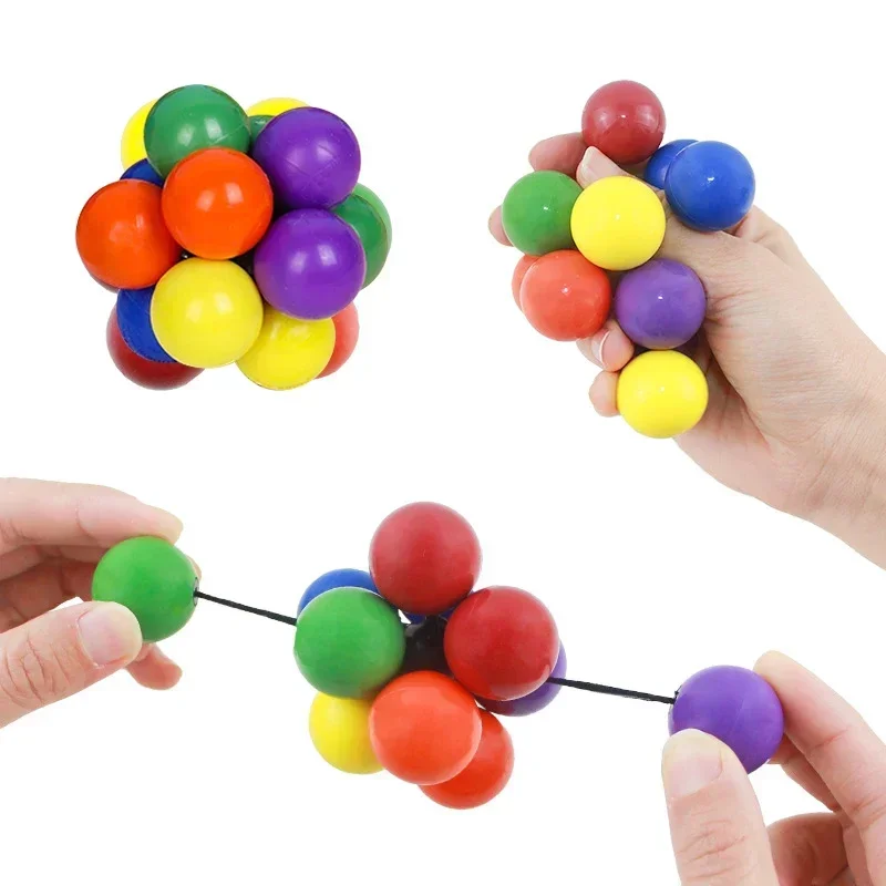 New Creative Fidget Toy Adult Kids Toy Stress Reliever Elastic Colorful Ball Decompression Ball Variety Beaded Squeeze Balls