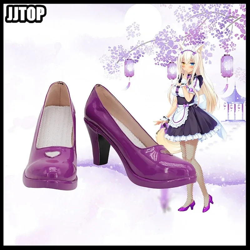 

ss23Chocola coconut azuki Chocola Vanilla Maid Dress Costume Cat Neko Girl NEKOPARA Cosplay shoes heels PURPLE