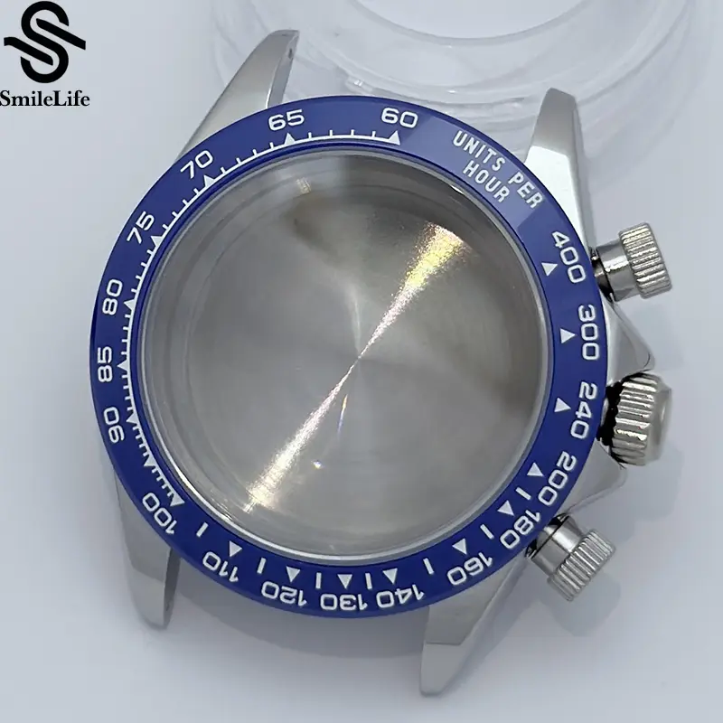 SmileLife 39mm VK63 Silver/Black/Gold Watch Case Sapphire Glass Ceramic/Steel Bezel Fit VK63 Quartz Movement Watch Accessories - Image 22