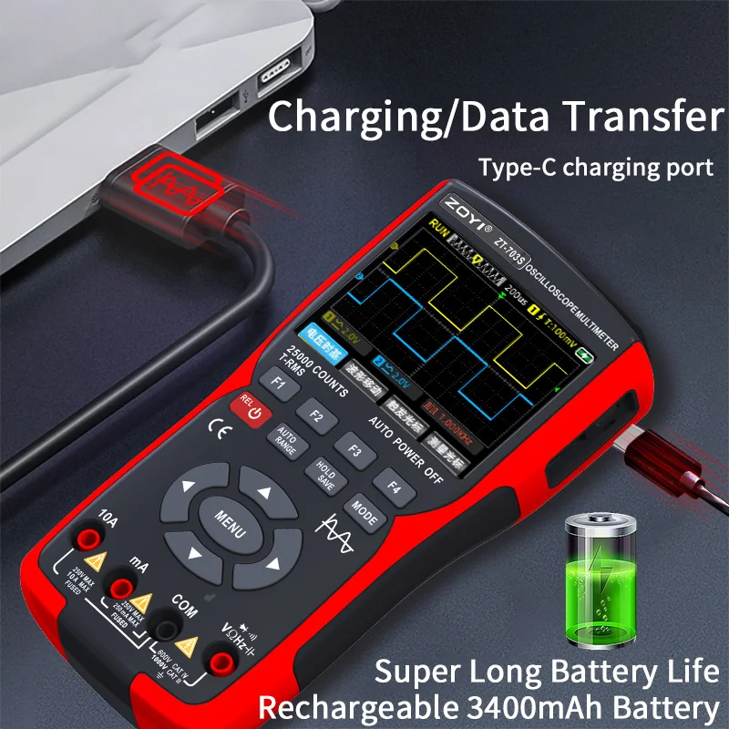 3in1 Dual-Channel Oscilloscope Multimeter Signal Generator 50MHZ Bandwidth 280MSa/s Real-Time Sampling Rate 128KB Record Length