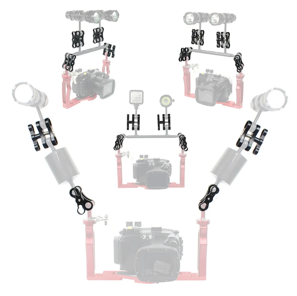 Verbesserter 1-Zoll-Kugel-Schmetterlings-Clip aus Aluminiumlegierung, Tauchlichter-Arm, 360-Grad-Halterung, Adapter für Gopro Osmo Kamera-Zubehör – Detail 5