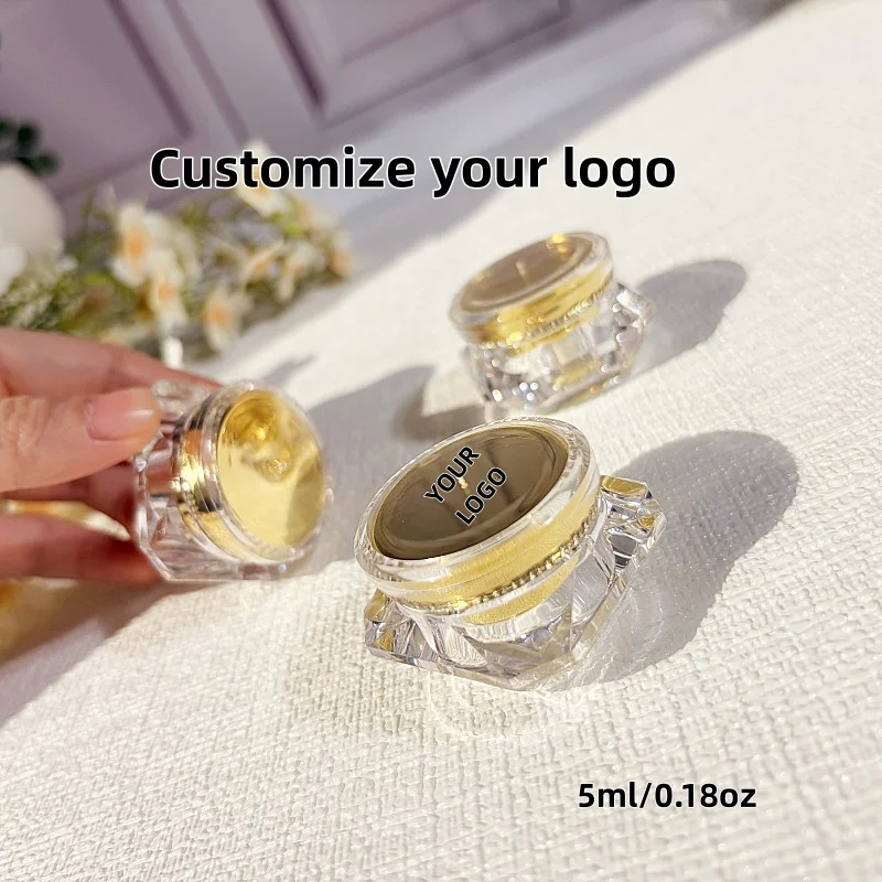 

【С индивидуальным логотипом】50 шт. персонализированных пустых акриловых баночек для крема для лица в форме бриллианта, 5 г, полностью золотистые, для косметики