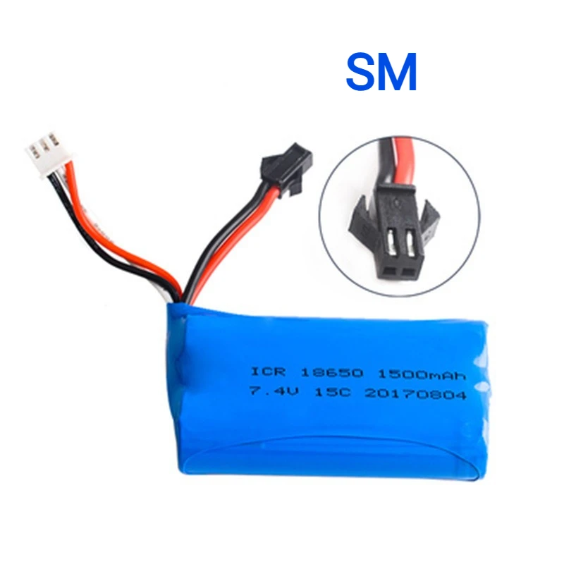 7.4V 1500mAh JST/T/SM/5500 플러그 18650 2S 리튬 이온 배터리 Wltoys 12423 10428 12429 12401 12402A RC 자동차 예비 부품용
