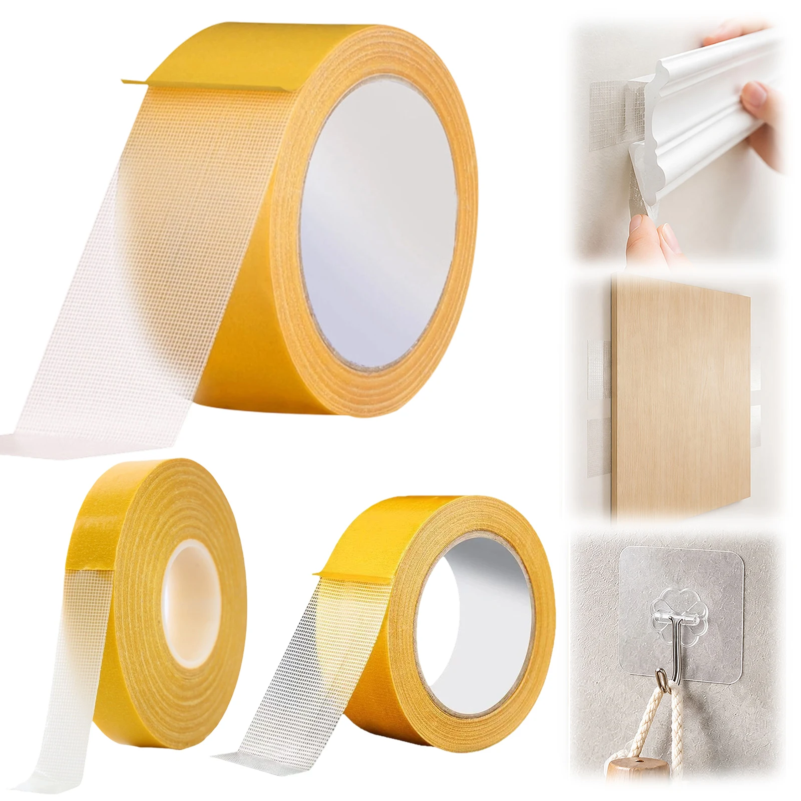 Fiberglass Mesh Tape Removable No Residue Carpet Fixing Tape Grid Double-Sided Tape for Home Office School DIY Crafts Rug Fixed