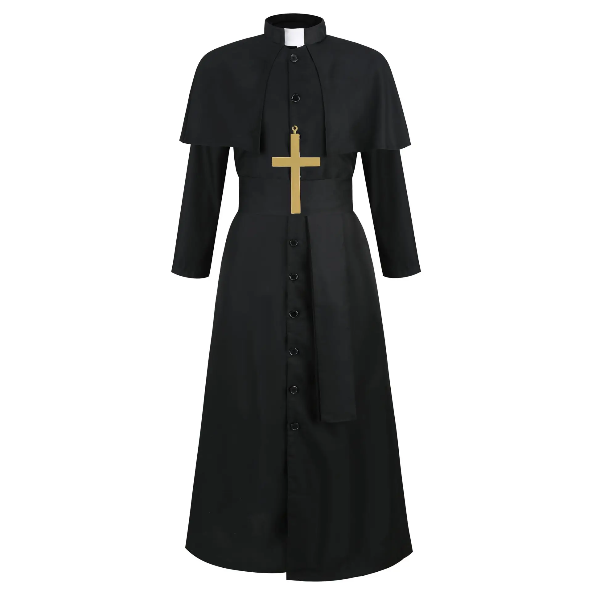 

Church Clergy Priest Costume Robe Stand Collar Clothes Monk Men Exorcist