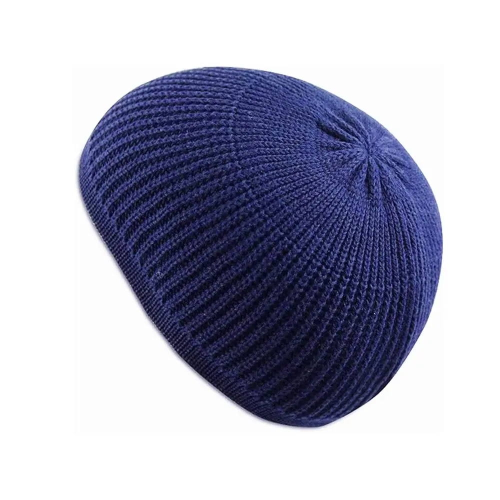 New Solid Color Kufi Cap Breathable Casual Beanies Cap Knit Crochet Skull Hat for Women