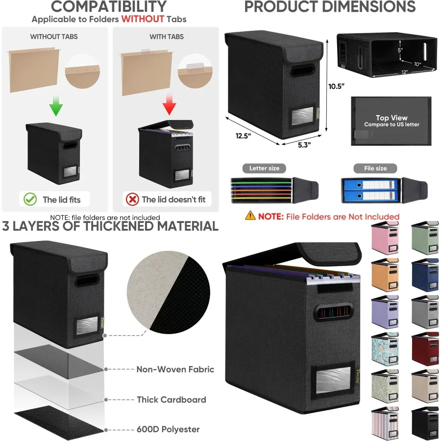 

Складной органайзер для файлов с крышкой и пластиковой направляющей для эффективного хранения офисных документов, идеально подходит для стола или кабинета