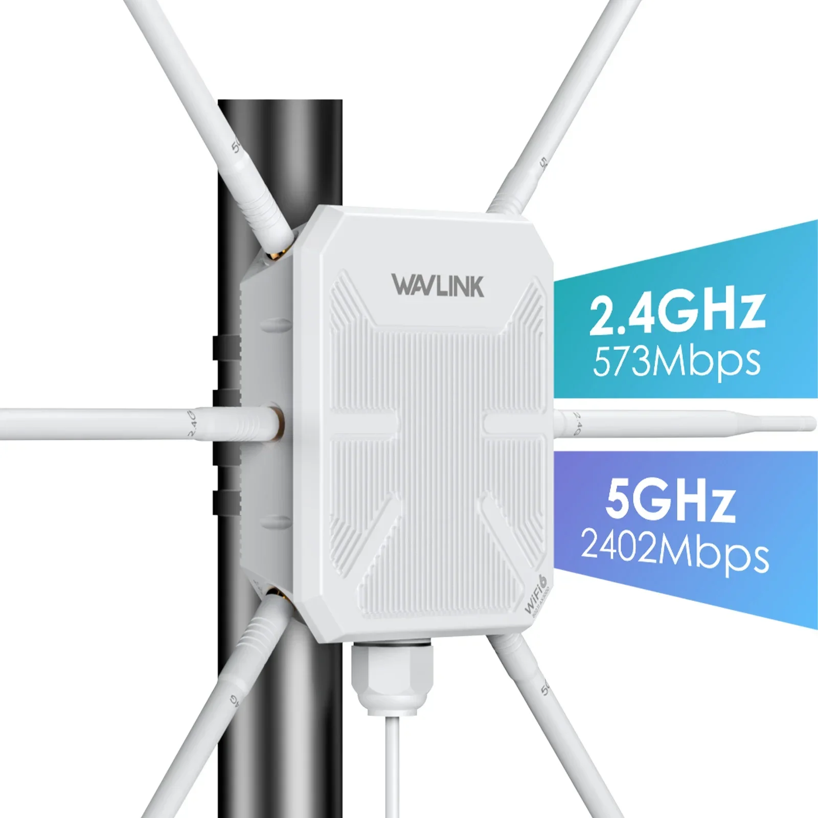 Enrutador/repetidor/AP 5G Para Exteriores, Extensor De Malla WiFi De Largo Alcance AX3000 WiFi6, Alta Potencia, Con PoE, IP67