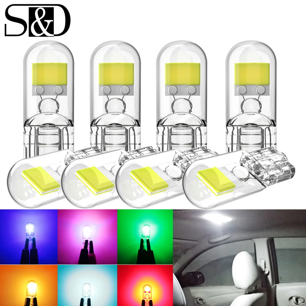 6pcs W5W T10 Led 168 194 Led 5w5 Canbus COB Car Interior Dome Reading License Plate Light Signal Lamp White Red Blue Yellow 12V