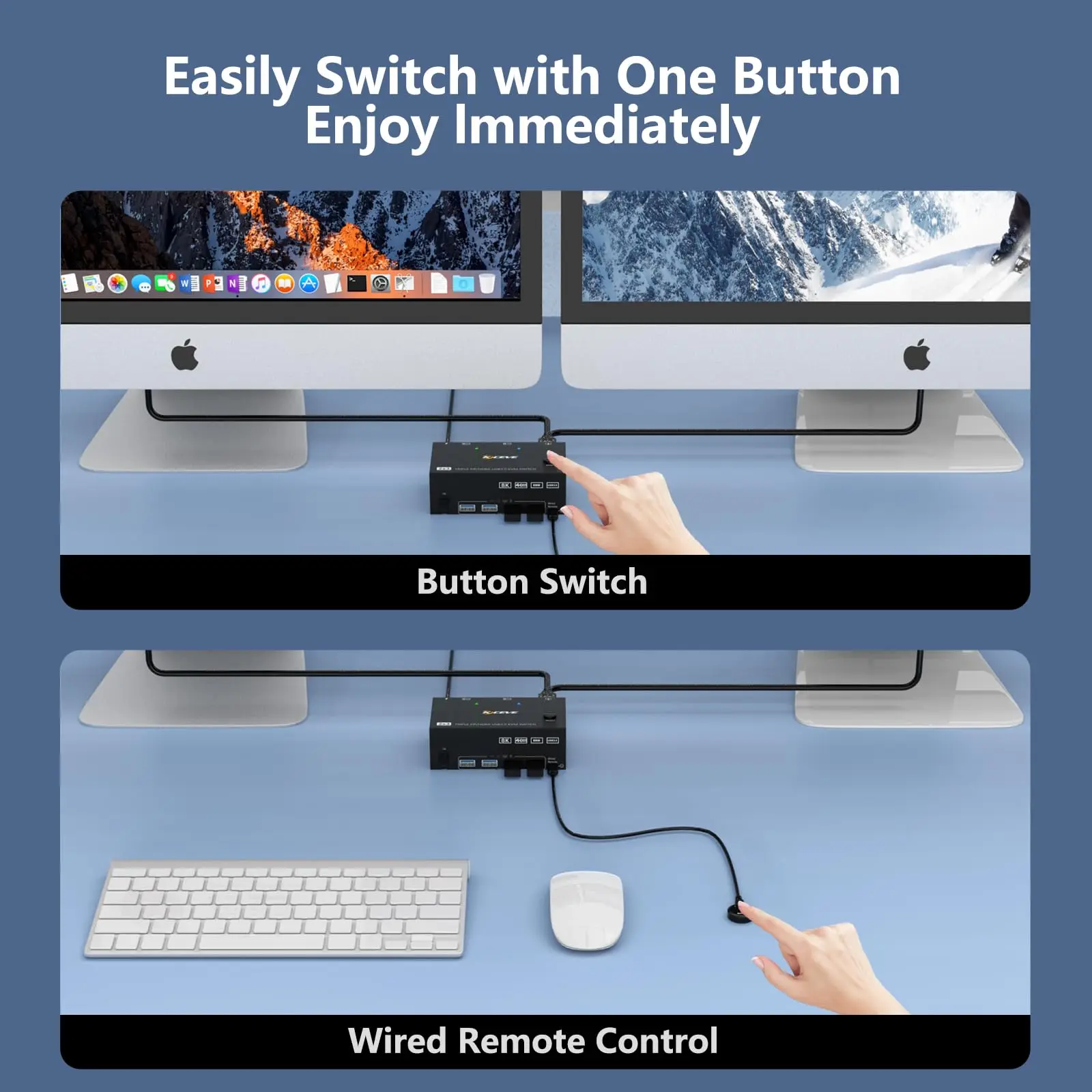 Imagem -06 - Switch Hdmi Triple Kvm Displayport Portas 8k @ 60hz 4k @ 144hz Usb 3.0 Portas Hub Computadores