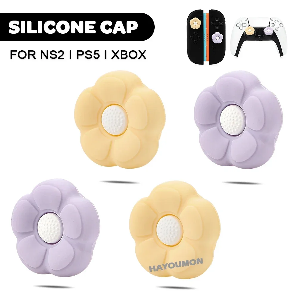 4PCS/Set Cute Flowers Silicone Soft Thumb Stick Grip Cap Pro