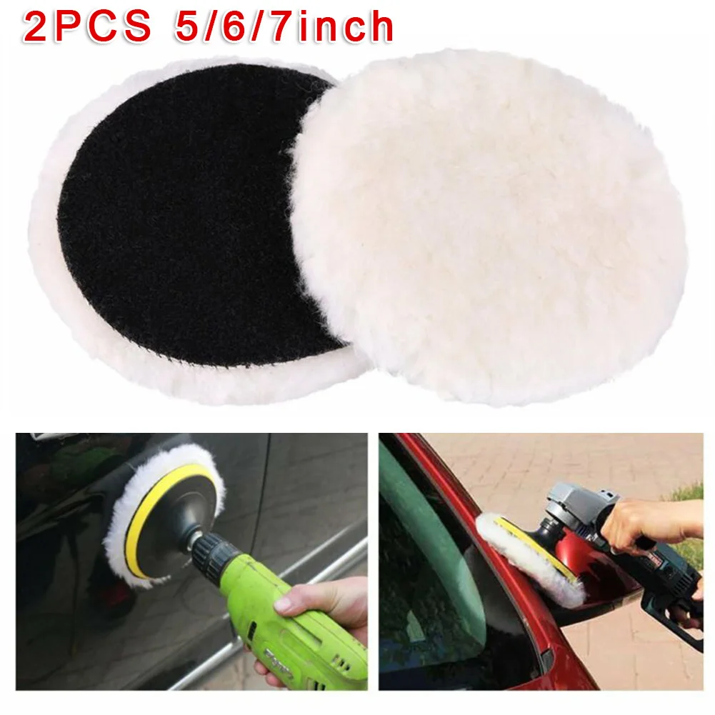 

2 Pcs 5/6/7 Inch Polishing Pads Wool Buffing Polishing Pads Bonnets Sanding On Car Buffer Automobile Cleaning Polishing Tools