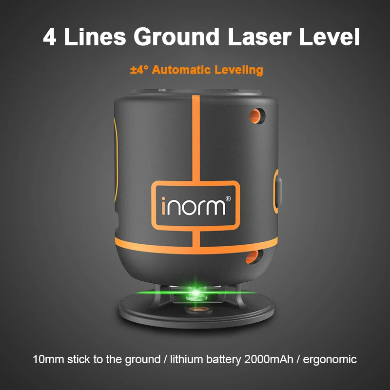 4 Lines Ground Laser Level Green Light Self-leveling 360 Horizontal Line High Precision Laser Level Meter for Indoor Outdoor