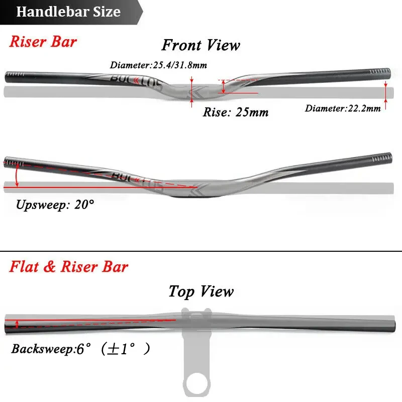 BUCKLOS Bicycle Handlebar  Aluminum Alloy 25.4/31.8mm  Mtb Handlebar 660/720/780mm  Bike Flat/riser Bar Mountain Bike Part
