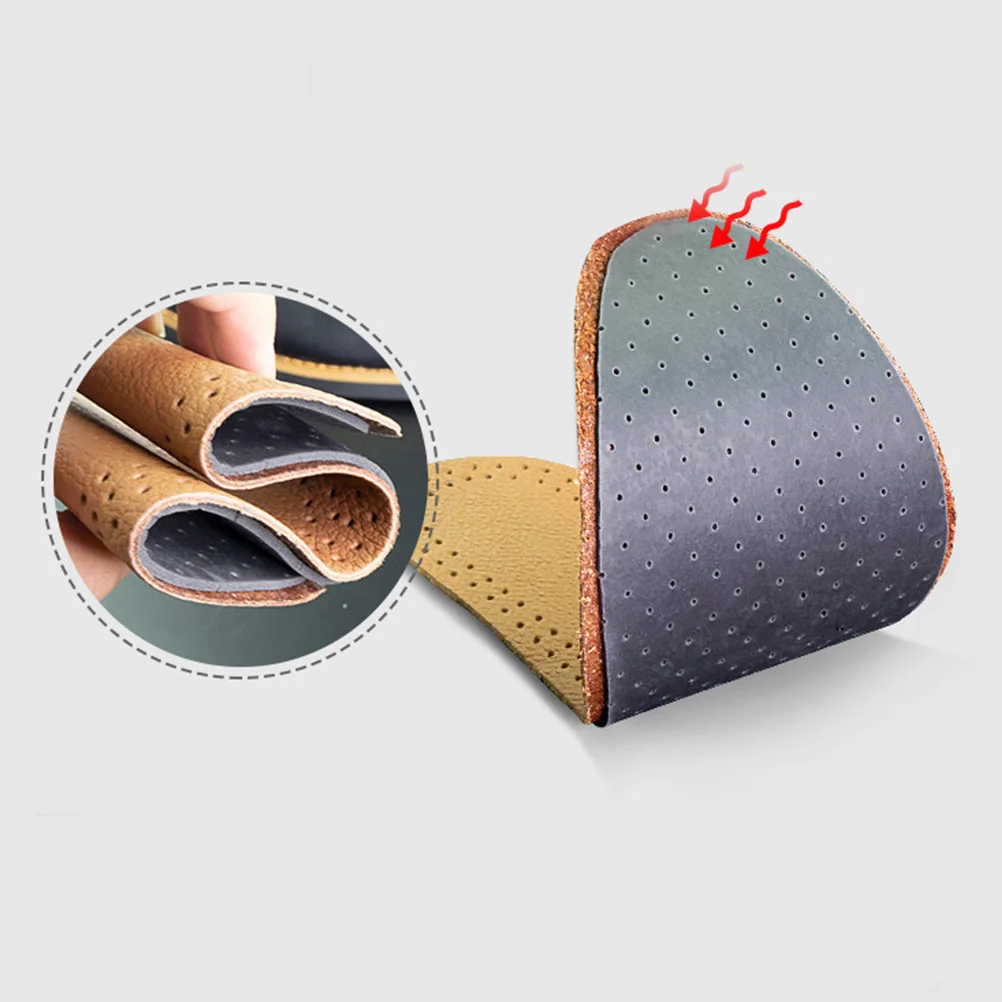 

3 Pairs Shock Absorbing Insoles Breathable Cowhide Foot Arch Support Cushions Reducing Stress Improving Stability Shoe Pads