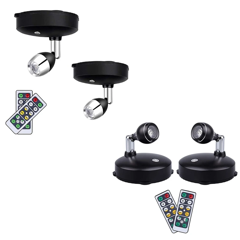 Foco inalámbrico para interiores, luces decorativas con pilas, luces artísticas para pinturas, luz de pared LED con control remoto (paquete de 2)