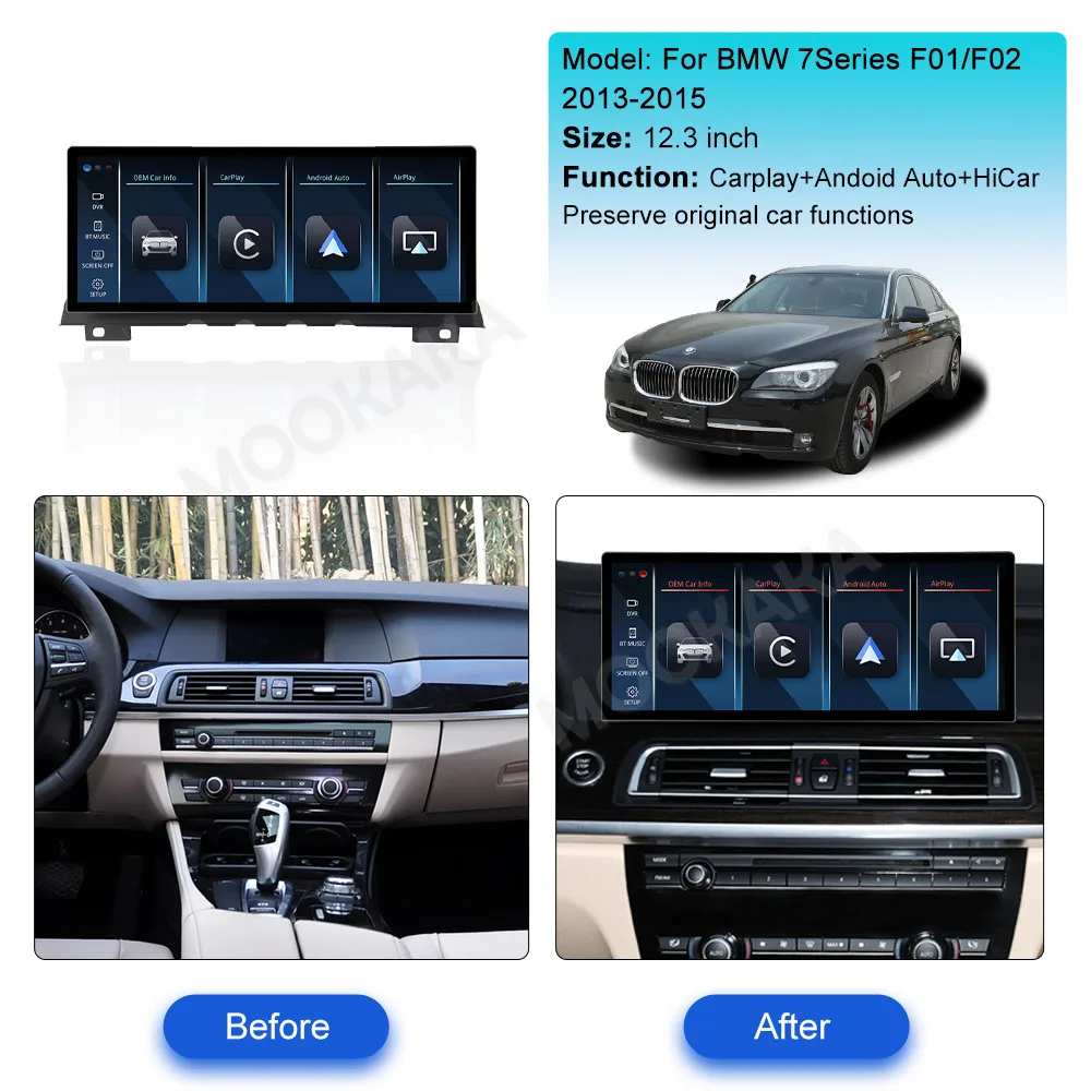 Wireless Carplay Android Auto For BMW 7 Series F01 F02 2008 - 2015 Linux System Car Multimedia Player DSP WIFi Touch Screen