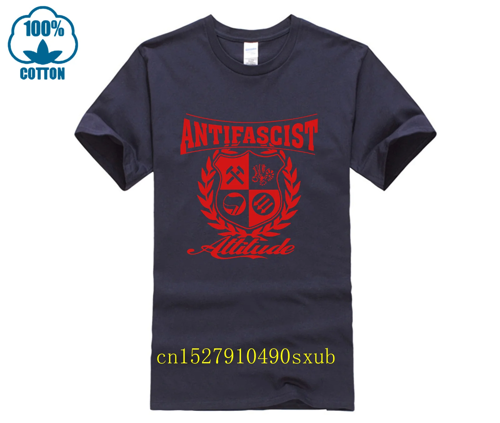 Antifascist attitude men\'s casual fashion T-shirt round neck cool  man\'s T-shirt